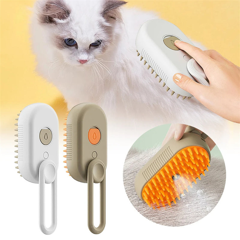 3-in-1 Pet Steam Brush – Grooming, Cleaning & Deodorizing Tool for Dogs and Cats